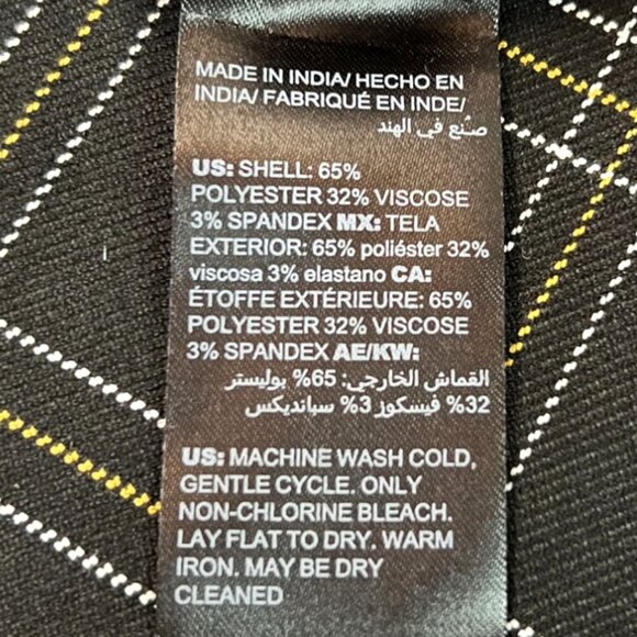 White House Black Market Black/White/Yellow Plaid The Slim Ankle Pants, Size 00 - Picture 10 of 12